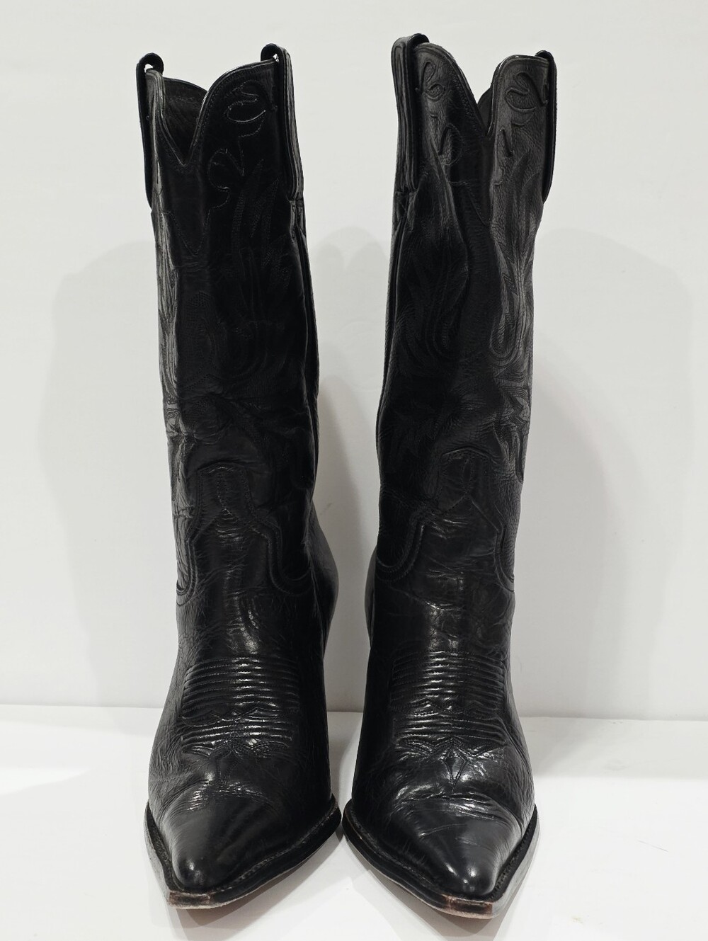 Charlie 1 Horse I4566 Lucchese Black Leather Boot Western Snip-Toe Calf 6 B Used - Picture 3 of 16